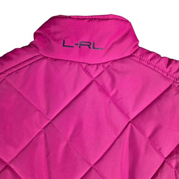 Ralph Lauren Pink Full Zip Quilted Puffer Vest Women’s Size Large Bright - Picture 7 of 12